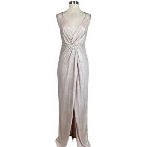 Aidan Mattox Women's Formal Dress Size 4 Pink Metallic Sleeveless Long Gown
